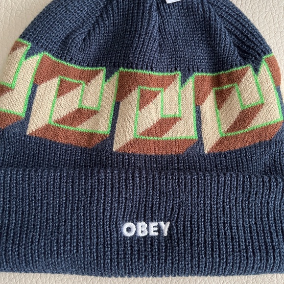 NWT - Obey Adult Hathoric Moonlit Ocean Navy Beanie - Picture 2 of 5
